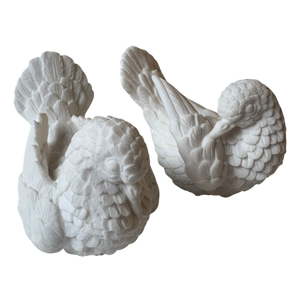 Vintage Classic Figure. Alabaster Dove Set of 2 Figurines Italy White Birds